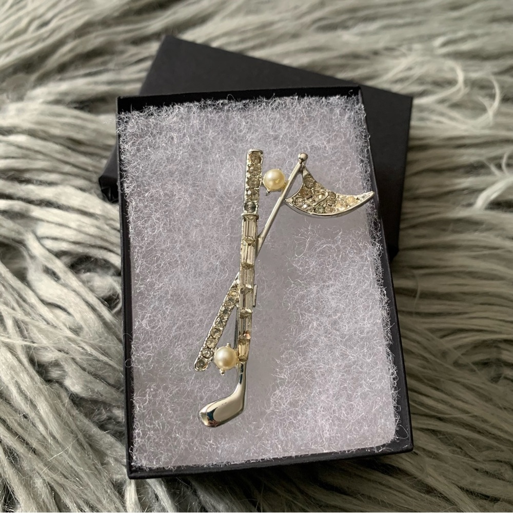 Vintage Rhinestone Golfing Brooch